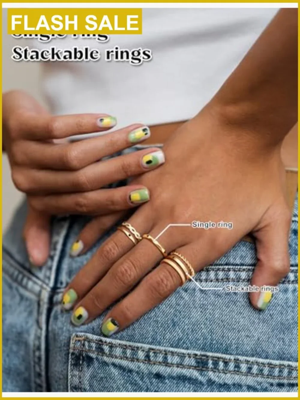 6 Piece Stainless Steel Stacking Rings Set Knuckle Midi Promise Wedding Band
